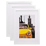 Egofine Bilderrahmen A3 Weiß 3 Stück - A3 Bilderrahmen besteht aus Massivholz und Plexiglas-Frontscheibe für Wandmontage mit Passepartout 21x30 cm