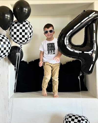 Image of Race Car 5 Balloon, Number Balloons 40 Inch, 5th Black Birthday Balloon Decorations, Race Car Birthday Party Supplies, 5 Number Balloons, Number 5 Balloon