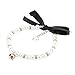 Ranphy Dog Imitation Pearl Necklace with Small Bell Round Beads Collar Pet Pearls Accessories with Bling Rhinestones for Small Pet Cat Wedding Collar Jewelry, Silver, L