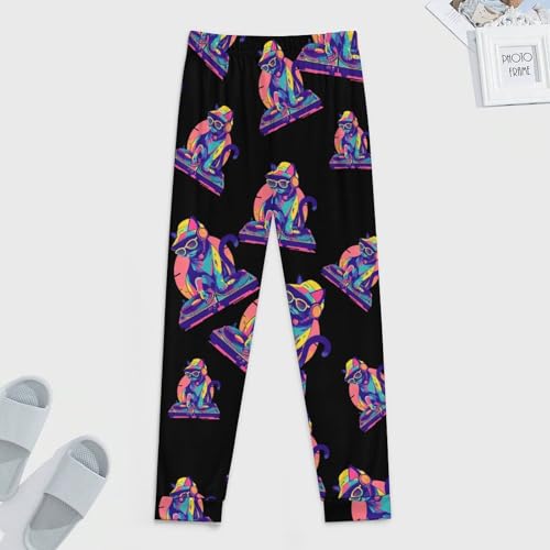 DJ Cat Vintage Neon Men's Pajama Pants Lounge Pant Sleepwear PJ Bottoms3