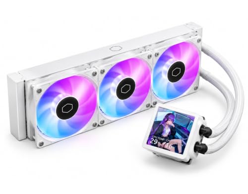Cooler Master MasterLiquid Core LCD 360 4-inch AIO CPU Cooler - 360mm Liquid Water Cooling-4-inch High-Resolution LCD -Low Noise- Intel LGA 1851/1700/115X/1200, AMD AM5/AM4 - White
