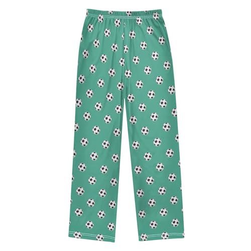 Pajama Pants Simple Soccer Balls Teal Long Sleep Pants Lounge Bottoms2