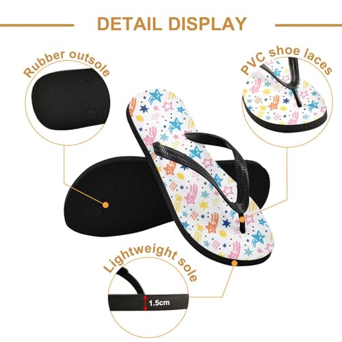 Star Shooting Star White Flip Flops for Beach Thong Sandals Anti-slip Lightweight Beach Shoes for Indoor Outdoor House3