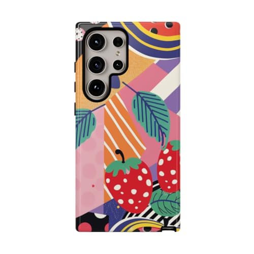 Coque Samsung S24 Ultra fraise pop art brillante anti-rayures durable