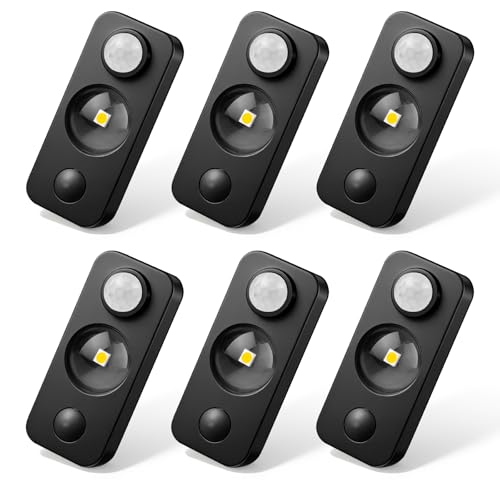 Image of Black Motion Sensor Night Light, Wireless Rechargeable Puck Lights for Cabinet, Dimmable Stick on LED Closet Lights, Daylight White Motion Sensor Light Indoor(6 Pack)