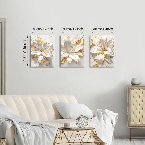 3Pcs White Framed Canvas Wall Art - Image 2