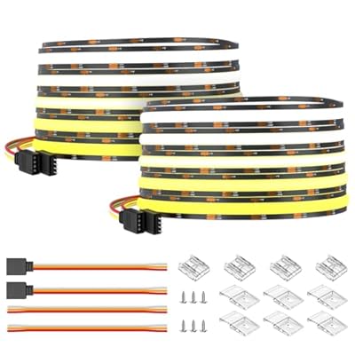 BTF-LIGHTING FCOB CCT COB LED Strip Tunable 2700K-6500K DC12V 2X16.4FT Total 32.8FT 640LED/m CRI 90+ Flexible High Density Dimmable LED Light for Home Indoor Decor(No Adapter or Controller)