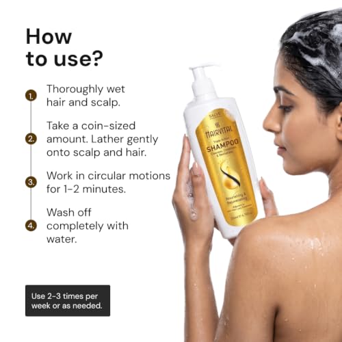 Image of Hairvital Triple Action Shampoo 200 ml | Anti Hair Fall Shampoo for Men & Women | With Aloe Vera, Wheat Germ Oil & Vitamins | Nourishing, Cleansing & Revitalizing for Dry & Weak Hair