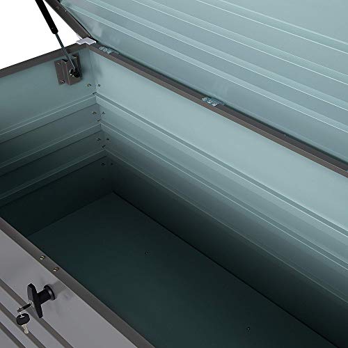 Beliani Große Metall-Gartentruhe 600 l grau Kissenbox Auflagenbox für die Terrasse wasserdicht Aufbewahrungsbox… – Bild 6