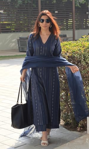 Image of ANNI Designer Women's Rayon Viscose Printed Straight Kurta with Pant and Dupatta Set | Elegant Ethnic Kurta Pant Dupatta Outfit for Women | Office Festive Casual Wear