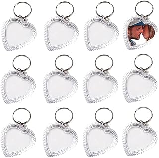 UPSTORE 25Pcs Clear Acrylic Blank Photo Keyring Heart Shape Photo Keychains Insert Personalized Keychain Snap in Insert Picture Frame Key Chain Keyrings Key Holder Great for DIY Gift