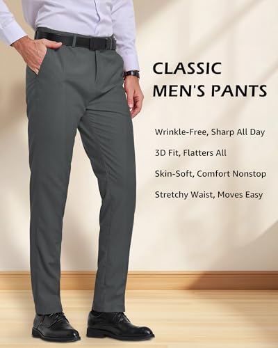MY'S Mens Suit Pants, Classic Expandable Waist Dress Trousers, Slim Fit Tuxedo Pants4
