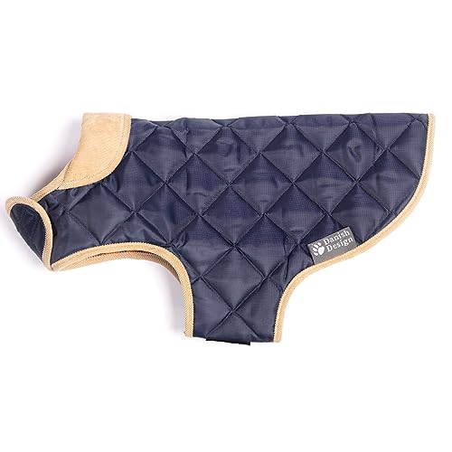 Danish Design Navy Diamond Quilt Shower Proof Thermal Lined Dog/Puppy Coat 22 Inch 55 cm