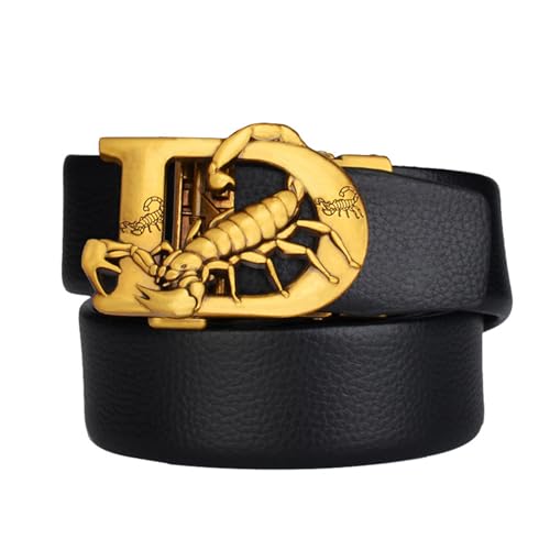Ceinture homme coulissante à cliquet : le cadeau idéal avec sa boucle dorée scorpion creux