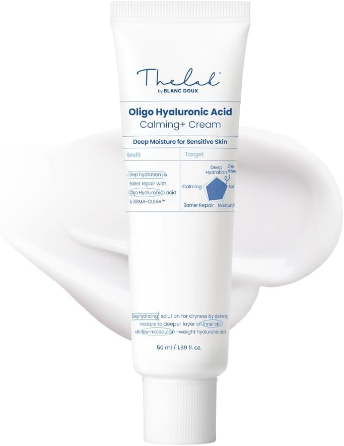 Oligo Hyaluronic Acid Calming Cream - Face Moisturizer for Dry Skin with Hyaluronic Acid, Vegan, Soothing Skin Barrier Cream for Sensitive Skin, 50ml / 1.69 fl. oz