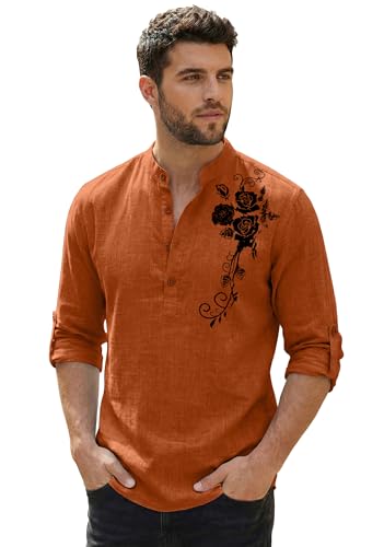 Image of Zombom Men's Cotton Polyester Blend Mandarin Collar Self One Design Printed Full Sleeve Regular Fit Casual Short Kurta