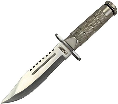 9089 Heavy Duty Mini Survival Knife with Sheath, Silver, 8.5"