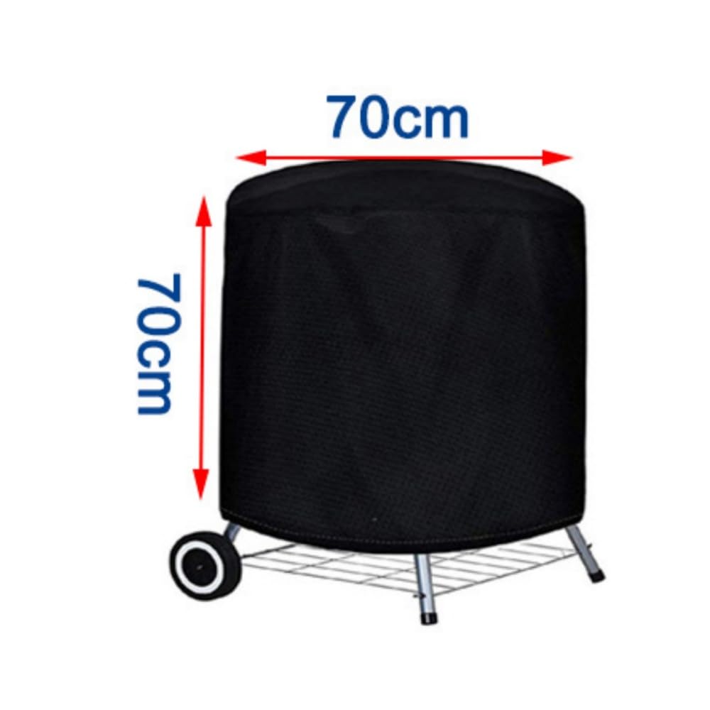 Zewnętrzny pokrowiec na grilla, pokrowiec na grilla Ø 70 x 70 cm, wodoodporny zewnętrzny pokrowiec na grill 210D Oxford Tkanina, okrągła pokrywa grilla, czarna