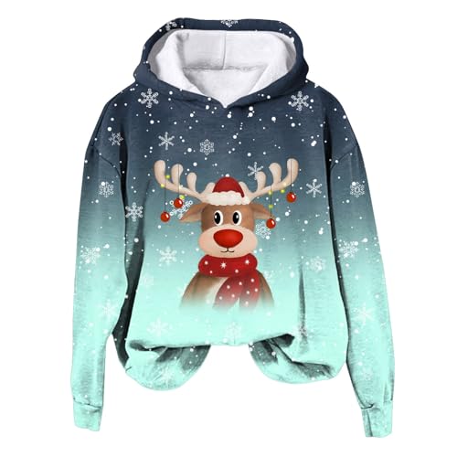 Christmas Graphic Hoodies for Women Fashion Christmas Long Sleeve Sweatshirts Women Loose Fit Versatile Hoodie(Mint Green, XL)