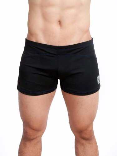 eros sport Core Vibe, Yoga Cross Training Short, Black w/Blue Stitching