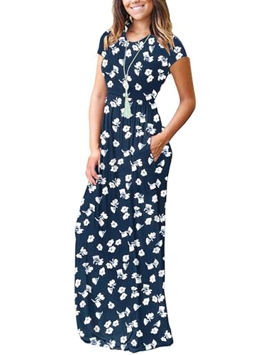 Image of AUSELILY Women's Classic Short Sleeve Loose Plain Casual Long Maxi Dresses for Women 2026
