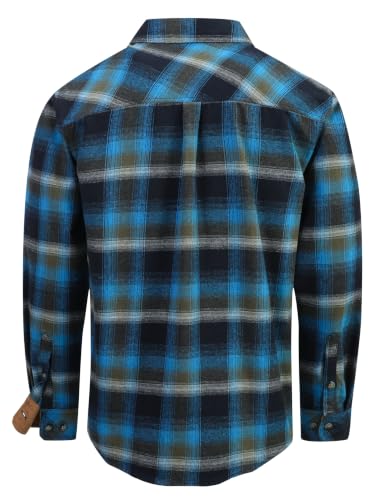 Drazivon Men's Button Down Long Sleeve Cotton Flannel Shirt Plaid Blue M - image 3