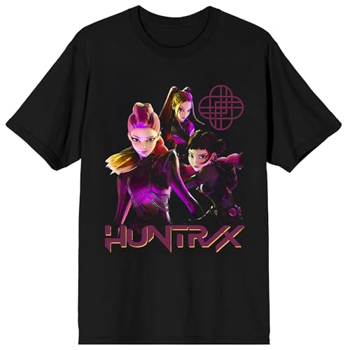 Kpop Demon Hunters Huntrix Stronger Together Adult Black Crew Neck Short Sleeve T-Shirt