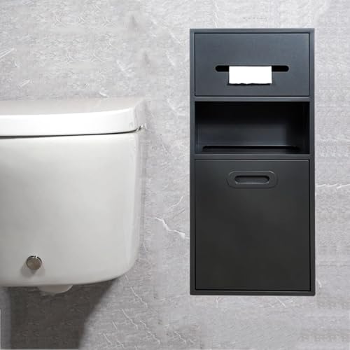 Estante de ducha impermeable de acero inoxidable empotrado para baño, cocina, sala de estar, dormitorio (negro, 670 x 300 x 140 mm) -