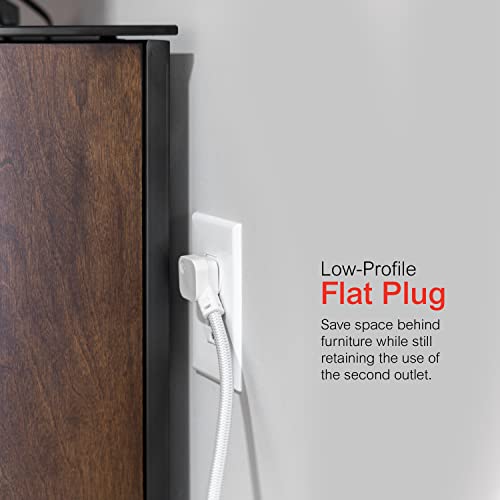 GE UltraPro 6 Outlet Surge Protector, 2 Ft Designer Braided Extension Cord, Flat Plug, Wall Mount, White, 45264 - image 5