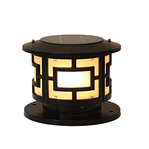 Preisvergleich Produktbild Mogicry Moderne Solarenergie-Runde IP44 wasserdichtes geführtes Druckgussaluminium-Säulen-Licht regendichtes Haushalts-E27-Säulen-Kopf-Licht-Deko...