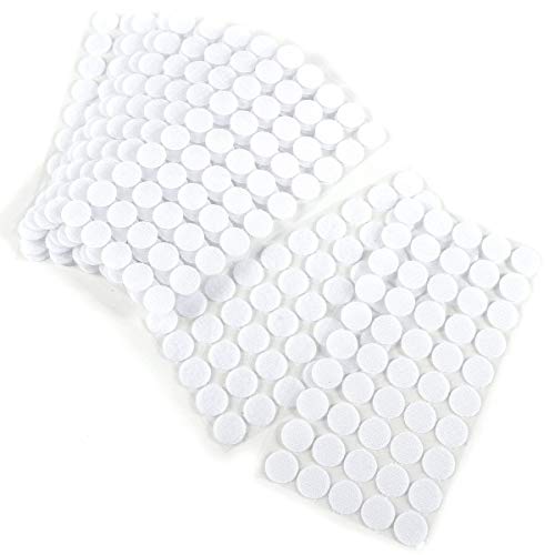 Vkey 324 Pairs 10mm Diameter Sticky Back Dots Coins Hook & Loop Self Adhesive dots Tapes White