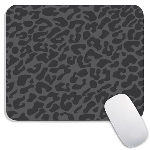 Armanza Tapis de souris carré motif léopard noir, texturé de qualité supérieure, lavable, base en caoutchouc antidérapant, pour souris sans fil