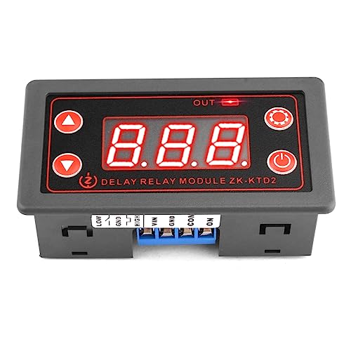 VOKTTA Zeitrelais DC 5V-30V Timer Relay Programmierbares Relais-Schaltmodul LED-Anzeige Digitaler Zeitzyklus 0.1s-999 Minuten ON-Off Steuerung für leichte Wasserpumpe Motor