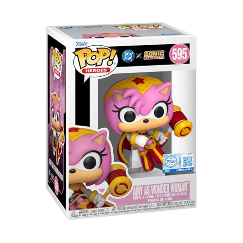 Funko Pop! Heroes: Justice League & Sonic - Amy Rose/Wonder Woman Hybrid Rose/WW - Sonic + DC Comics - Figura de Vinilo Coleccionable - Idea de Regalo - Mercancia Oficial - Video Games Fans