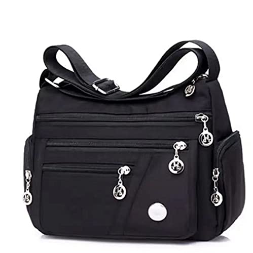LZYY Sac Bandoulière Femme, Sac a Main de Voyage Fermeture à Glissière Multi-poches étanche et Portable Ajustable Bandoulieres Sacs de Grande Capacité noir Cover