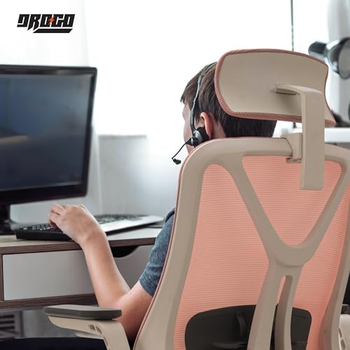 Image of DROGO Office Chair for Work from Home (White /Pink)