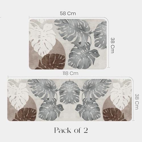 Image of Glaceon Farmhouse Kitchen Mats for Floor 2 Piece Set Kitchen Rugs and Mats Non Skid Comfort Kitchen Standing Mat for Bedroom Laundry Room (GL-03)