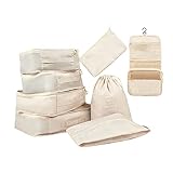Generic 8 Pcs Set Packing Cubes,Lightweight Travel Luggage Packing Organizers With Toiletry Bag And Shoes Bag For Travel Accessories (Beige),Medium
