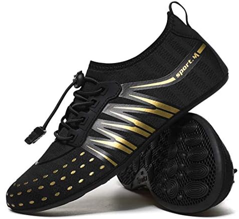 CanLeg Water Shoes Aqua Shoes Swim Shoes Beach Sports Quick Dry Barefoot for Boating Fishing Diving Surfing with Drainage Driving Yoga Upstream for Womens Mens(CL196007Black47)