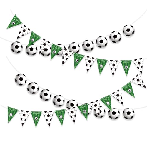 4 Pcs Soccer Banners Soccer Party Decorations Pennant Banner for Sports Ball Birthday Party Supplies