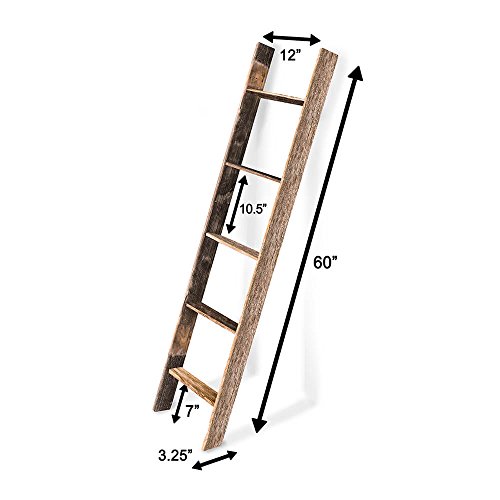 BarnwoodUSA Rustic Farmhouse Blanket Ladder - Our 5 ft Ladder can be Mounted Horizontally or Vertically and is Crafted from 100% Recycled and Reclaimed Wood | No Assembly Required