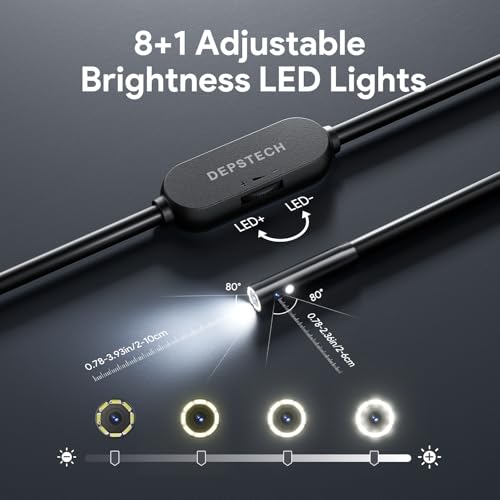 Image of DEPSTECH 2K Endoscope Camera with Light: 2560P QHD Dual Lens Inspection Borescope with 16.5FT Snake Cable for iPhone & Android, Industrial Scope Automotive Tools for Sewer, HVAC, Plumbing, Mechanic