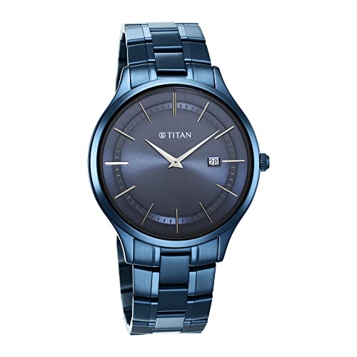 Titan Classique Slim Analog Silver Dial Men's Watch-90142QM01 Stainless Steel, Blue Strap - Image 5