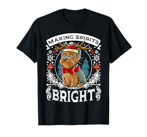 Yorkshire Terrier Spirits Bright Christmas Dog Camiseta