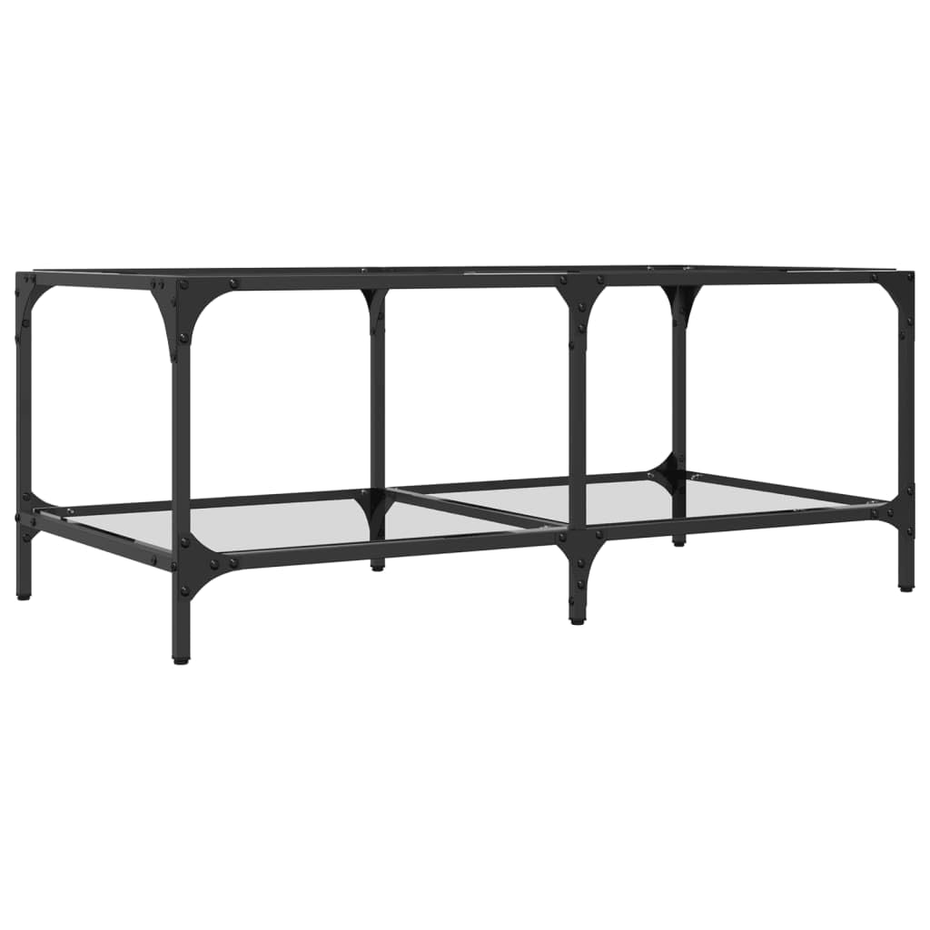 Tavolino da salotto con ripiano in vetro trasparente, 98,5 x 50 x 40 cm, acciaio | Elegante tavolo in vetro per soggiorno e ufficio. Superficie facile da pulire con robusto telaio in acciaio.