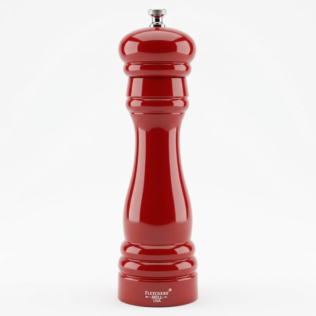 Fletchers' Mill Federal Pepper Mill, Pepper Grinder Cinnabar (Red) - 6 Inch, Adjustable Coarseness Fine to Coarse, MADE IN U.S.A.