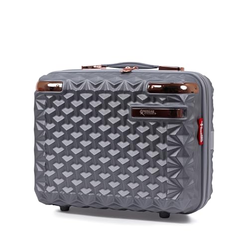 Image of American Traveller Goldie ABS Travel Vanity Case | Hard Shell Makeup Organizer | Portable Cosmetic Storage Box | Compact Travel Case for Toiletries, Beauty Essentials & Accessories(12, Silver)
