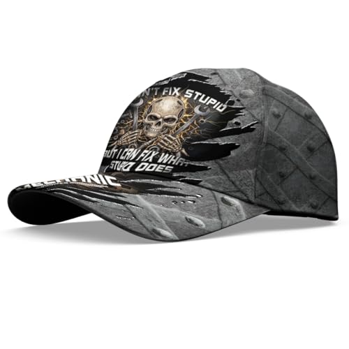 Image of Skull Cap, Gifts for Men, Skull Us Flag Skeleton Gothic Horror, Black Baseball Cap, Adjustable Caps Sun Hat