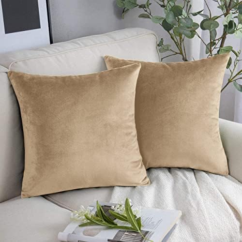 YORKSHIRE BEDDING Velvet Cushion Covers 45 x 45 cm - Luxury Pack of 2 Square Throw Pillow Cases - Decorative Soft Cushion Cover for Sofa Couch Bedroom with Invisible Zipper 18x18 Inches, Silver