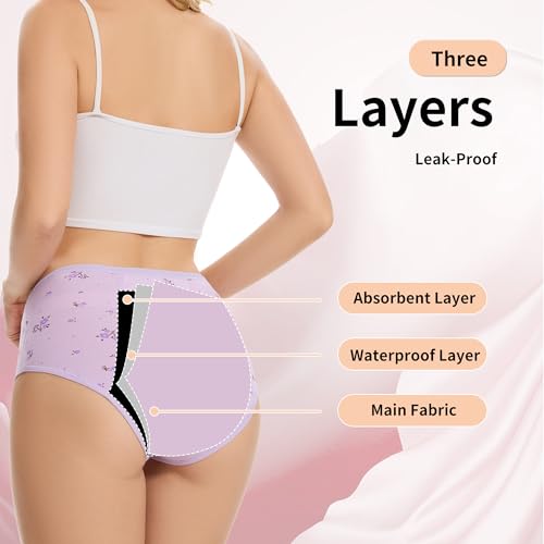 Image of HATSURE Period Underwear for Women Leak Proof Cotton Overnight Menstrual Panties Briefs (Multipack)